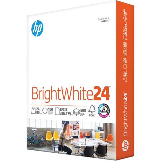 HP Printer Paper | 8.5 x 11 Paper | BrightWhite 24 lb |1 Ream - 500 Sheets| 100 Bright | Made in USA - FSC Certified | 203000R