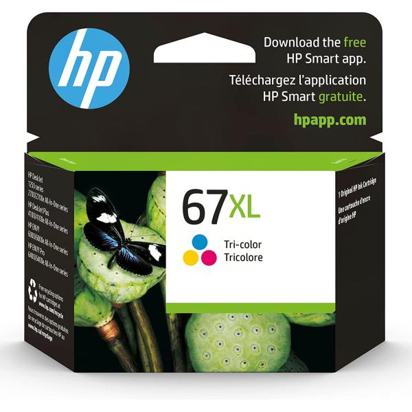 HP 67XL Tri-color High-yield Ink Cartridge | Works with HP DeskJet 1255, 2700, 4100 Series, HP ENVY 6000, 6400 Series | Eligible for Instant Ink | 3YM58AN