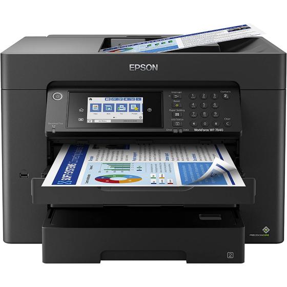 Epson Workforce Pro WF-7840 Wireless All-in-One Wide-Format Printer with Auto 2-Sided Print up to 13" x 19", Copy, Scan and Fax, 50-Page ADF, 500-sheet Paper Capacity, 4.3" Screen