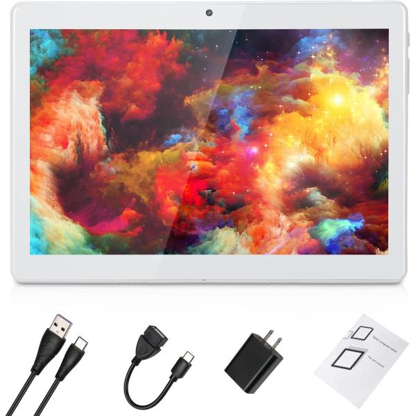Tablet 10.1 Inch, Android 10.0 Tablets,2GB RAM 32 ROM, Dual 4G Cellular, 2MP+5MP Camera, Octa-Core Processor, WiFi, GPS, Bluetooth, Google Certified Tablet PC 5000mAh Battery