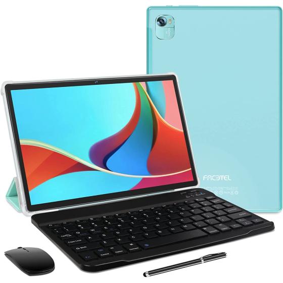 FACETEL Android 11 Tablet 10" Q10PRO Tablets:4GB RAM|128GB ROM|5G Wi-Fi|Octa-Core|8000mAh|Bluetooth|Google Certified Tablet with Keyboard, Mouse, Earphones etc./Support Split Screen-Green