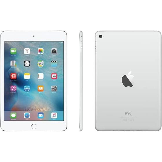 Apple iPad Mini 4, 128GB, Silver - WiFi + Cellular (Renewed)