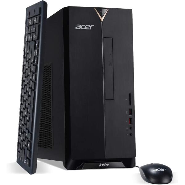 Acer Aspire TC-885-UA92 Desktop, 9th Gen Intel Core i5-9400, 12GB DDR4, 512GB SSD, 8X DVD, 802.11AC Wifi, USB 3.1 Type C, Windows 10 Home, Black