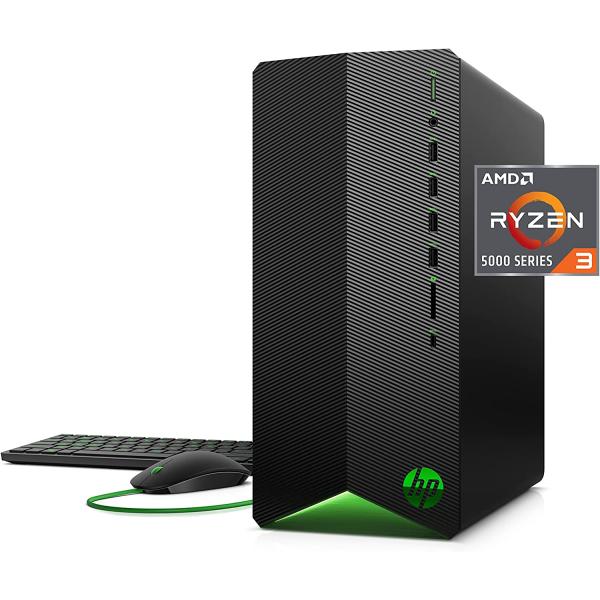 HP Pavilion Gaming Desktop, AMD Radeon RX 5500, AMD Ryzen 3 5300G Processor, 8 GB RAM, 512 GB SSD, Windows 11 Home, 9 USB Ports, Keyboard and Mouse Combo, Pre-Built PC Tower (TG01-2022, 2022)