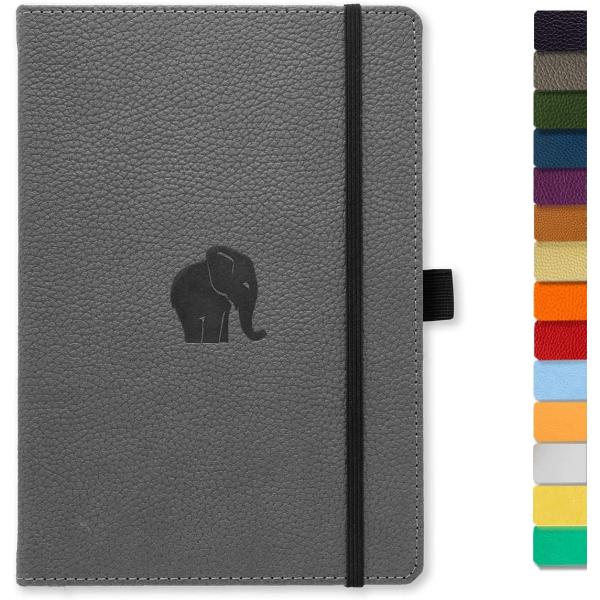 Dingbats - Wildlife Lined Medium Notebook, Grey Elephant, A5 - Hardcover - Cream 100gsm Ink-Proof Paper - Includes Pocket, Elastic Closure & Bookmark