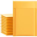 UCGOU Kraft Bubble Mailers 4x8 Inch 50 Pack Yellow Padded Envelopes #000 Small Business Mailing Packages Self Sealing Tear Resistant Boutique Bulk Mail Shipping Bags for Jewelry Makeup Supplies