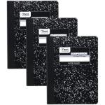 Mead Composition Notebook, Wide Ruled Paper, 9-3/4" x 7-1/2", 100 Sheets per Notebook, Black Marble (38301), Pack of 3