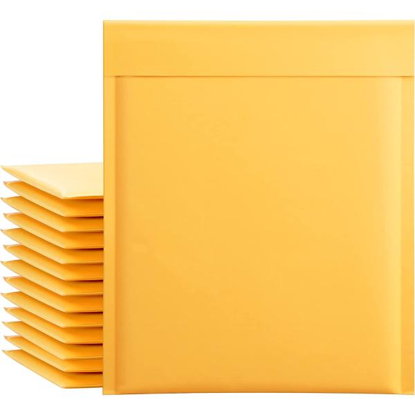 UCGOU Kraft Bubble Mailers 8.5x12 Inch 25 Pack Yellow Padded Envelopes #2 Medium Mailing Packages Self Sealing Tear Resistant Boutique Bulk Mail Shipping Bags for Jewelry Makeup Supplies