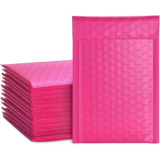 Metronic 4x8 Inch Bubble Mailer 50 Pack, Pink Bubble Mailers, Waterproof Self Seal Adhesive Shipping Bags, Cushioning Padded Envelopes for Shipping, Mailing, Packaging, Bulk #000