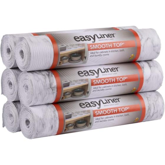 Duck Smooth Top EasyLiner, 12-inch x 10 Feet, x 6 Rolls, Grey Marble