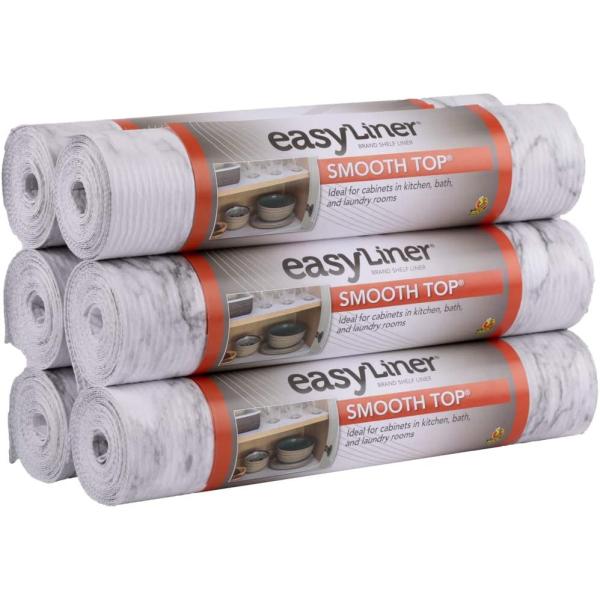 Duck Smooth Top EasyLiner, 12-inch x 10 Feet, x 6 Rolls, Grey Marble