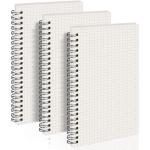 AHGXG Graph Paper Notebook Spiral 3 Pack - A5 Grid Notebook 5.7"x 8.3", Thick 100gsm Graph Grid Paper, 80 Sheets, Transparent Hardcover Journals for School Supplies, Office, Writing, Drawing