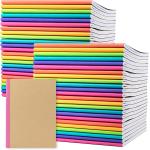 PAPERAGE 48-Pack Composition Notebook Journals, Kraft Cover with Rainbow Spines, College Ruled Lined Paper, Small Size (8 in x 5.75 in) – For School, Office, or At-Home Use