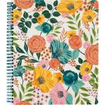 Steel Mill & Co Cute Large Spiral Notebook College Ruled, 11" x 9.5" with Durable Hardcover and 160 Lined Pages, Garden Blooms (Cream)