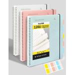SUNEE 3 Pack Spiral Notebook - Large Lined Journal Notebook, 8.5" x 11", 120gsm Thick Paper, College Ruled, Giftable Journal for Study and Notes 64 Sheets, Blue, Pink, Transparent