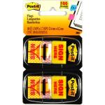 Post-it Message Flags, "Sign Here", 50/Dispenser, 2 Dispensers/Pack, 1 in Wide, Yellow (680-SH2)