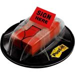 Post-it Message Flags, "Sign Here", 200/Desk Grip Dispenser, 1 Dispenser/Pack, 1 in Wide, Red (680-HVSHR)