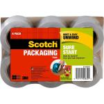 Scotch Sure Start Shipping Packaging Tape, 1.88" x 25 yd, Designed for Packing, Shipping and Mailing, No Splitting or Tearing, 1.5" Core, Clear, 6 Rolls (DP-1000RF6)