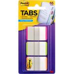 Post-it Tabs, 1 in, Lined, Pink, Green, Orange, 22 Tabs/Color, 66 Tabs/On-the-Go Dispenser (686L-PGO)