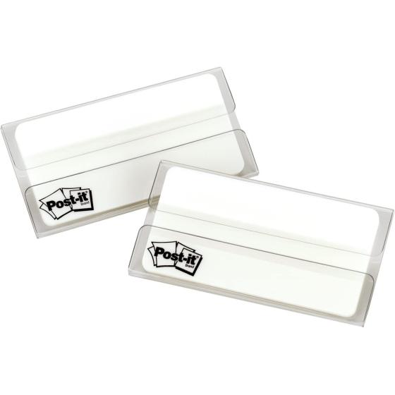 Post-it Tabs, 3 in, Solid, White, 25 Tabs/On-The-Go Dispenser, 2 Dispensers/Pack (686F-50WH3IN)
