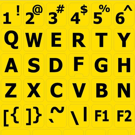 English US Large Lettering Keyboard Sticker (Upper CASE) Yellow Background for Desktop, Laptop and Notebook (Manufactured 4Keyboard)