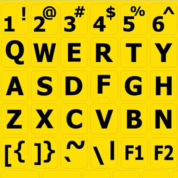 English US Large Lettering Keyboard Sticker (Upper CASE) Yellow Background for Desktop, Laptop and Notebook (Manufactured 4Keyboard)