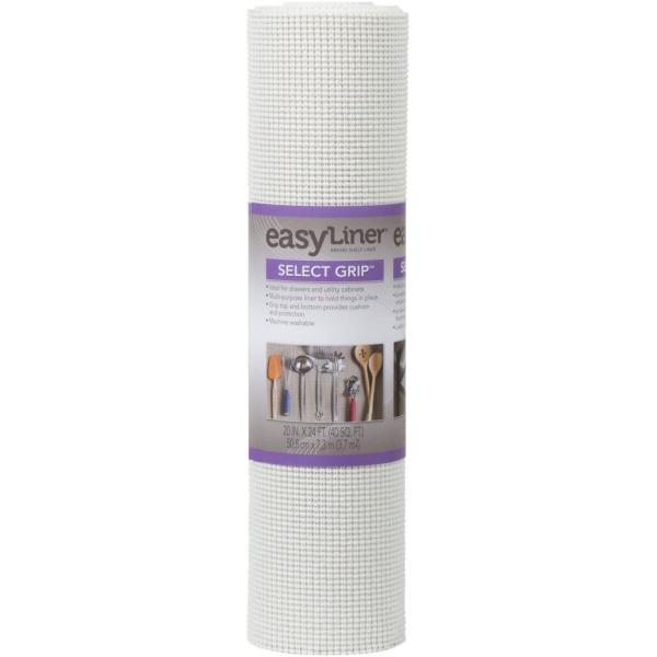 Duck Brand Select Grip EasyLiner Shelf and Drawer Liner, Non-Adhesive, 20-Inch x 24-Feet, Non-Adhesive, White, 281877