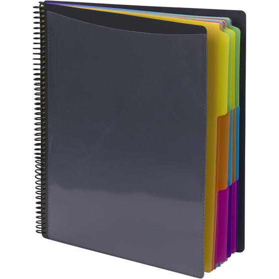 Smead 24 Pocket Poly Project Organizer, 1/3-Cut Tab, Letter Size, Gray with Bright Colors (89206)