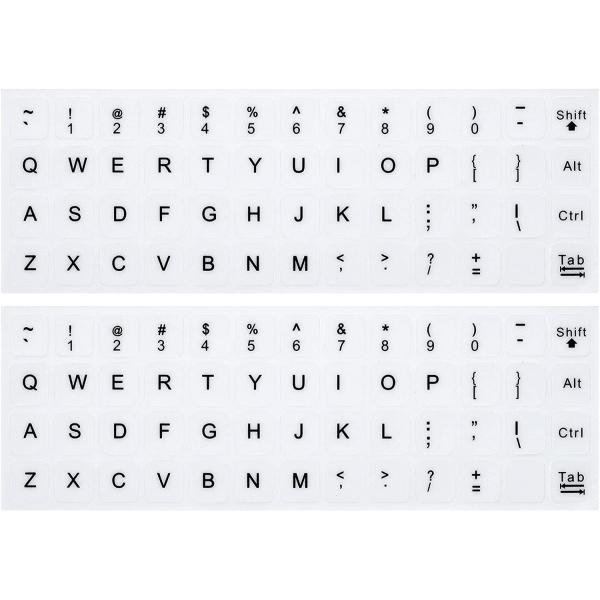 (2PCS Pack) English Keyboard Stickers, Universal Keyboard Replacement Letters English White Background with Black Lettering for Laptops Computer