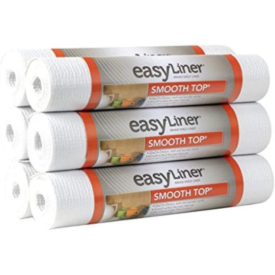 Duck Smooth Top Easy Liner Shelf Liner, 12 Inch x 10 Feet (6 Rolls), White