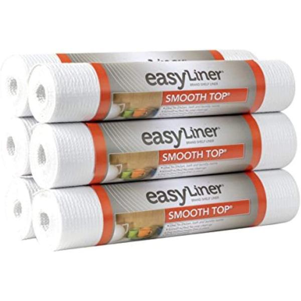 Duck Smooth Top Easy Liner Shelf Liner, 12 Inch x 10 Feet (6 Rolls), White
