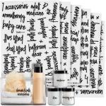 Talented Kitchen 192 Pack Preprinted Bathroom Labels for Containers, Black on Clear Stickers for Organizer Bins, Bath, Beauty Canisters, and Makeup Storage Organization