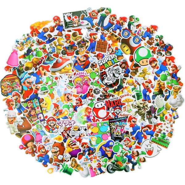 112pcs Super Mario Merchandise Stickers, Vinyl Sticker for Laptop Water Bottle Guitar Bike Car Motorcycle Bumper Luggage Skateboard Graffiti, Cute Decals, Best Gift for Kids,Children,Teen