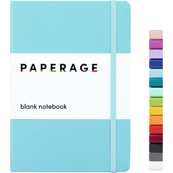 PAPERAGE Blank Journal Notebook, (Blue), 160 Pages, Medium 5.7 inches x 8 inches - 100 gsm Thick Paper, Hardcover