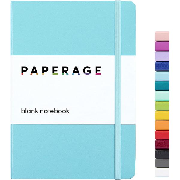 PAPERAGE Blank Journal Notebook, (Blue), 160 Pages, Medium 5.7 inches x 8 inches - 100 gsm Thick Paper, Hardcover
