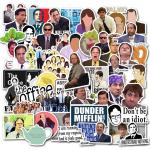50pcs Pack The Office Stickers Merchandise, Funny Quote Vinyl Waterproof Decals with Mike Michael Dwight Schrute Jim Dunder Mifflin for Water Bottle Laptop Hydroflask Computer Guitar Bike Car Party