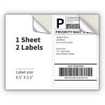 KKBESTPACK Half Sheet Shipping Labels for Laser and Inkjet Printers – 2 Per Page Self Adhesive Mailing Labels – White 8.5 x 5.5 (200 Labels) (2LP)
