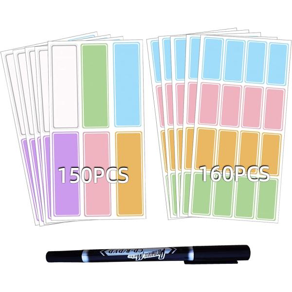 Svance Assorted Colors Waterproof Removable Labels - 310PCS with Pen Daycare Bottles Adhesive Name Label Stickers for Baby Kids School Supplies,Water Bottles,Home Storage Spice Bottles