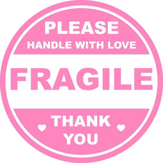2 inch 300 PCS Pink Round Fragile Labels Circle Fragile Stickers for Shipping Mailing Envelops Cartons Pallets Adhesive Labels-Poskornwel
