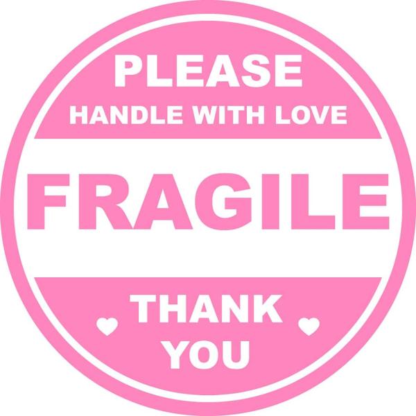 2 inch 300 PCS Pink Round Fragile Labels Circle Fragile Stickers for Shipping Mailing Envelops Cartons Pallets Adhesive Labels-Poskornwel
