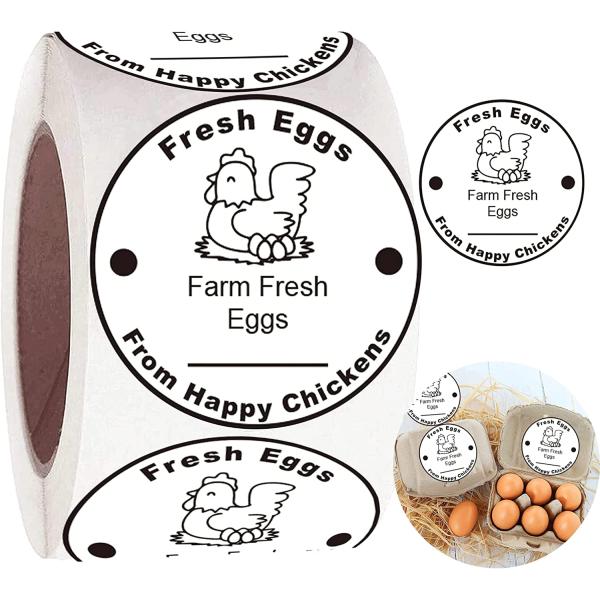 wootile Farm Fresh Eggs Stickers 500 Pcs Farm Fresh Eggs Carton Labels Per Roll - 1.5 inch Fresh Eggs Farmer's Market Packaging Sticker for Farm Fresh Produce Egg Carton Labeling (White, 1.5In)