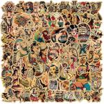 Vintage Stickers| 100 PCS |Retro Stickers Packs for Adults,Pin up Stickers SailorJerry Stickers and Decals,Pinup Girl Stickers,Vinyl Waterproof Stickers for Laptop,Bumper,Skateboard,Water Bottles,Computer(A)
