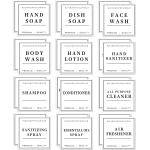 24 PCS White Waterproof Labels for Bottles, Shampoo and Conditioner Dispenser Label Stickers, Bathroom Hand Soap Label Stickers,Removable Cleaning Labels for Glass/Plastic Spray Bottle