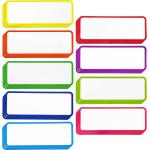 Stary City Magnetic Dry Erase Labels Name Plates Tags Rainbow Neon Sticker for Whiteboards Locker Fridge, 27 Lables 9 Colors, 3.2inch x 1.2inch,White