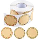 600 Pcs 2" Canning Jar Labels Stickers, Kraft Gift Name Labels Tags Stickers Floral Round for Mason Jars Lids Spice Labels Bottle Labels with 3 Pattern Designs (Brown)