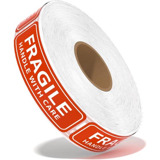Batrical Fragile Stickers for Shipping and Moving 1 Rolls 1"x3" 1000/Roll