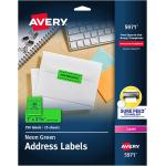 Avery Neon Address Labels with Sure Feed for Laser Printers, 1 x 2 5/8", 750 Green Stickers(5971)