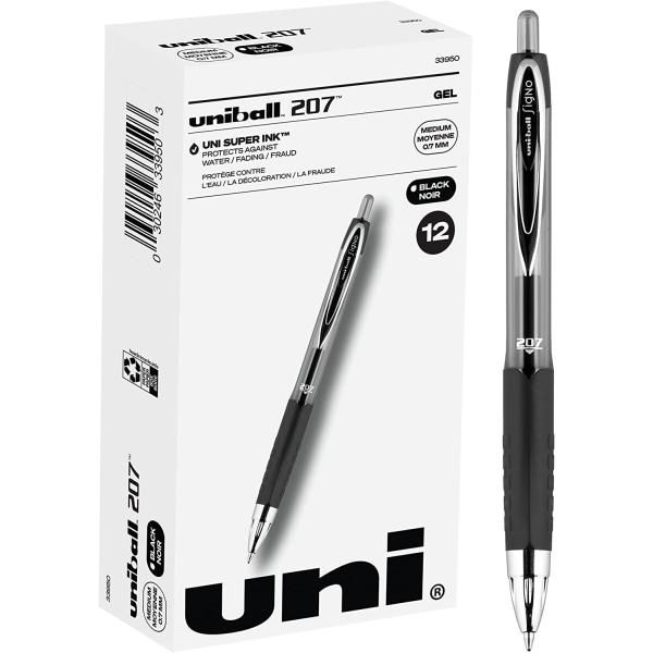 Uni-ball Signo 207 Gel Pen 12 Pack, 0.7mm Medium Black Pens, Gel Ink Pens | Office Supplies Sold by Uniball are Pens, Ballpoint Pen, Colored Pens, Gel Pens, Fine Point, Smooth Writing Pens