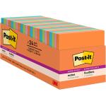 Post-it Super Sticky Notes, 3x3 in, 24 Pads, 2x the Sticking Power, Energy Boost, Bright Colors (Orange, Pink, Blue, Green),Recyclable (654-6SSAU)