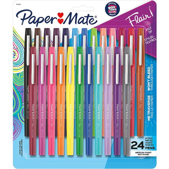 Paper Mate Flair Felt Tip Pens, Medium Point (0.7mm), Assorted